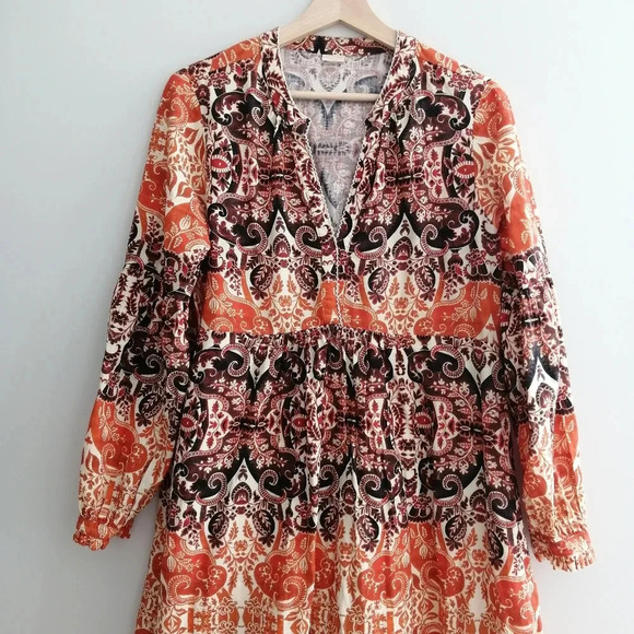 Agua Bendita for Anthropologie Elayna Cotton Midi Long Sleeve Dress Large Petite - Picture 7 of 17